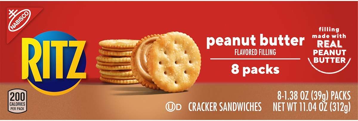 RITZ Peanut Butter Sandwich Crackers, Lunch Snacks, 112 Snack Packs (14 Boxes, 6 Crackers Per Pack) - Image 16