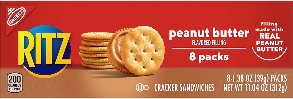 RITZ Peanut Butter Sandwich Crackers, Lunch Snacks, 112 Snack Packs (14 Boxes, 6 Crackers Per Pack) - Image 17