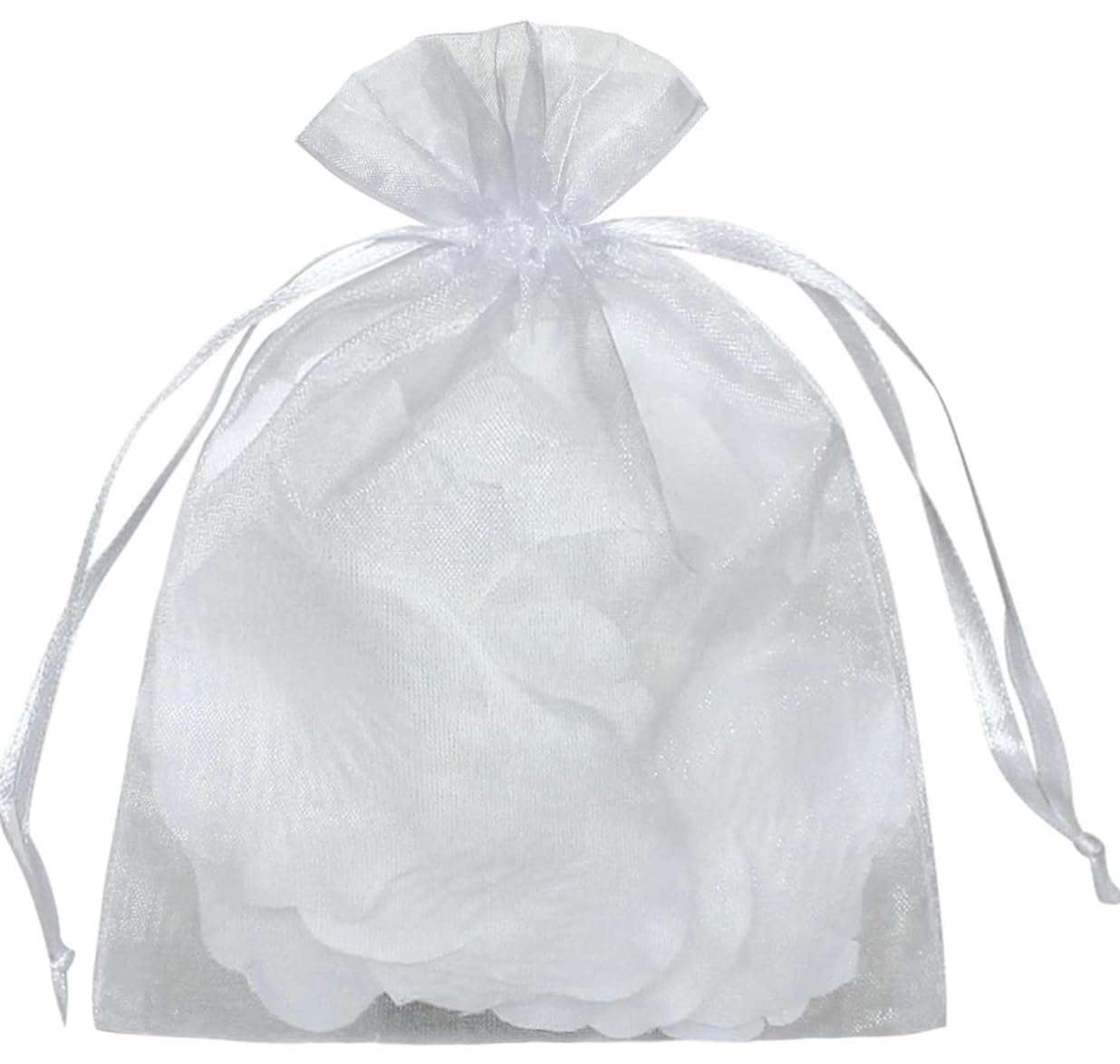 YunKo 50pcs Organza Bags 6x9 Inches Drawstring Gift Jewelry Mesh Bags Fruit Protection Bag White Sheer Organza Wedding Party Favor Bag - Image 1