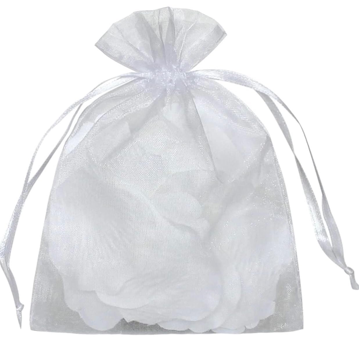 YunKo 50pcs Organza Bags 6x9 Inches Drawstring Gift Jewelry Mesh Bags Fruit Protection Bag White Sheer Organza Wedding Party Favor Bag - Product Image