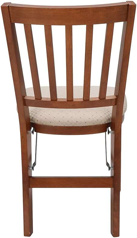 MECO Stakmore Premium Solid Wood Dining Table Compact Folding Chair Set with Blush Fabric Padded Upholstered Seat, Fruitwood (Set of 2) - Image 9