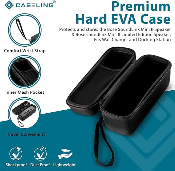 caseling Hard Case Fits Bose soundlink Mini II (1 and 2 Gen) Portable Wireless Speaker & Charger/Cable Accessories - Fits with The Bose Silicone Soft Cover - Storage Carrying Travel Bag. - Image 4