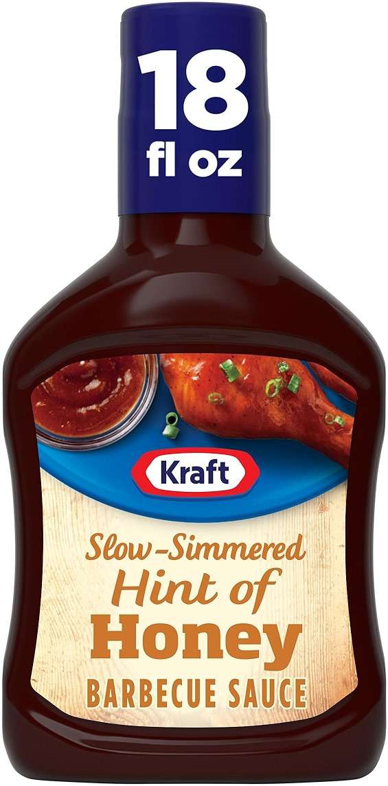 Kraft Hint of Honey Slow-Simmered Barbecue BBQ Sauce, 18 oz Bottle - Image 1