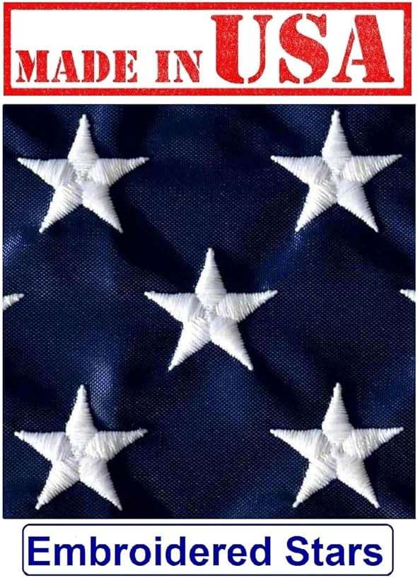 US Flag Factory - 2.5x4 FT American Flag (Sleeved) (Embroidered Stars, Sewn Stripes) - Outdoor SolarMax Nylon - 100% Made in America - Image 2