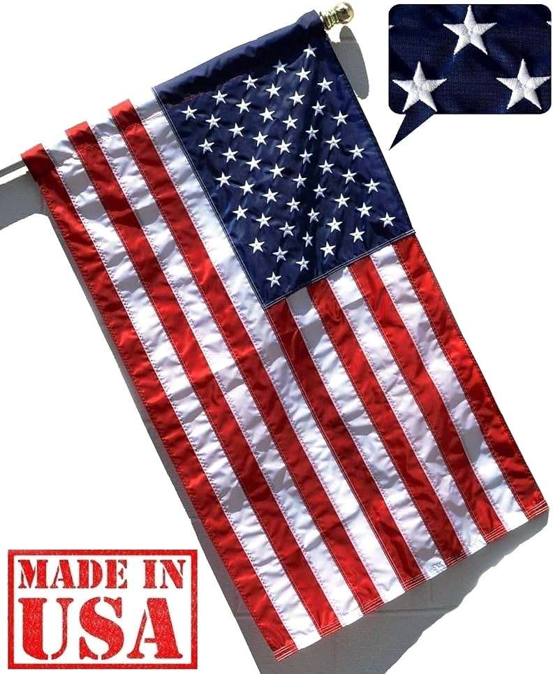 US Flag Factory - 2.5x4 FT American Flag (Sleeved) (Embroidered Stars, Sewn Stripes) - Outdoor SolarMax Nylon - 100% Made in America - Image 7