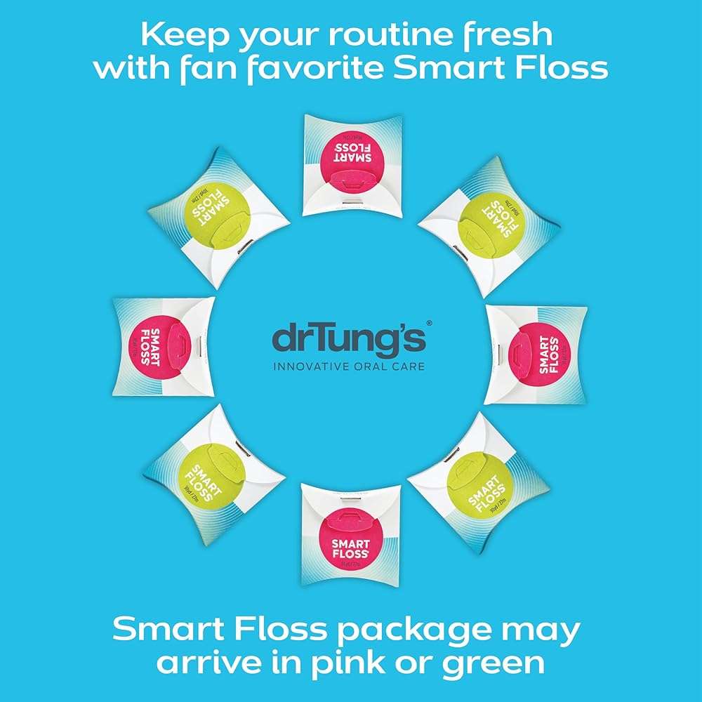 DrTung's Smart Floss - Natural Floss, PTFE & PFAS Free Floss, Gentle on Gums, Expands & Stretches, BPA Free - Cardamom Flavor, Colors Vary (10 Pack) - Image 8