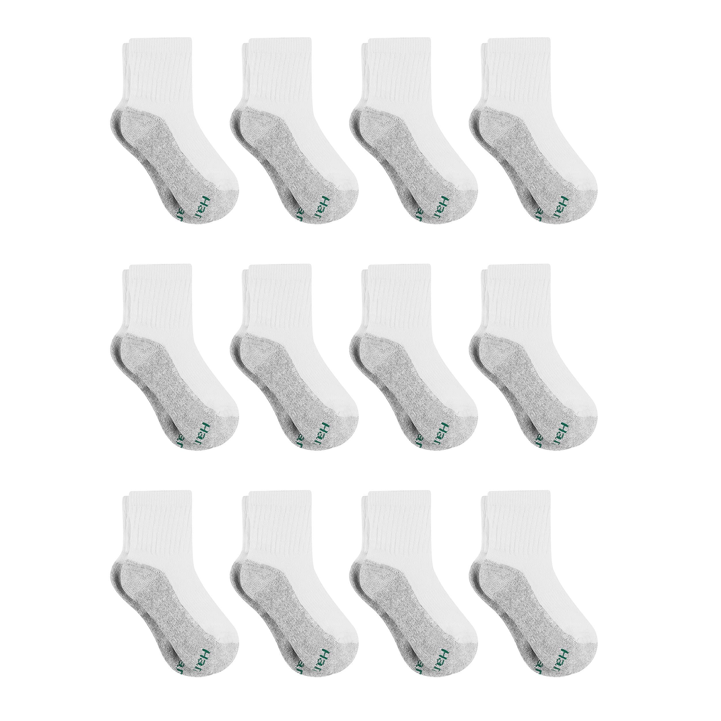 Hanes Boys' Socks Pack, Double Tough Moisture Wicking Ankle, Crew, No Show Socks, 12 & 14 Pair Packs - Product Image