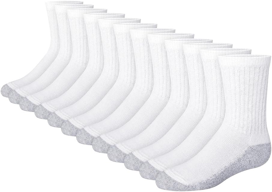 Hanes Boys' Socks Pack, Double Tough Moisture Wicking Ankle, Crew, No Show Socks, 12 & 14 Pair Packs - Product Image