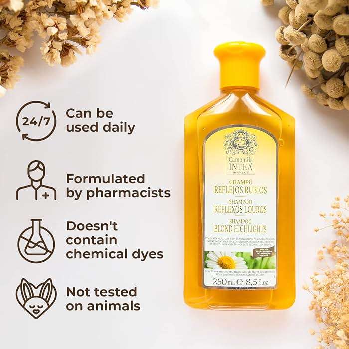 Intea Chamomile Shampoo - Premium Blonde Brightening Shampoo - Non-Ammonia, Easy Application for Natural or Dyed Hair - 8.5oz - Image 4