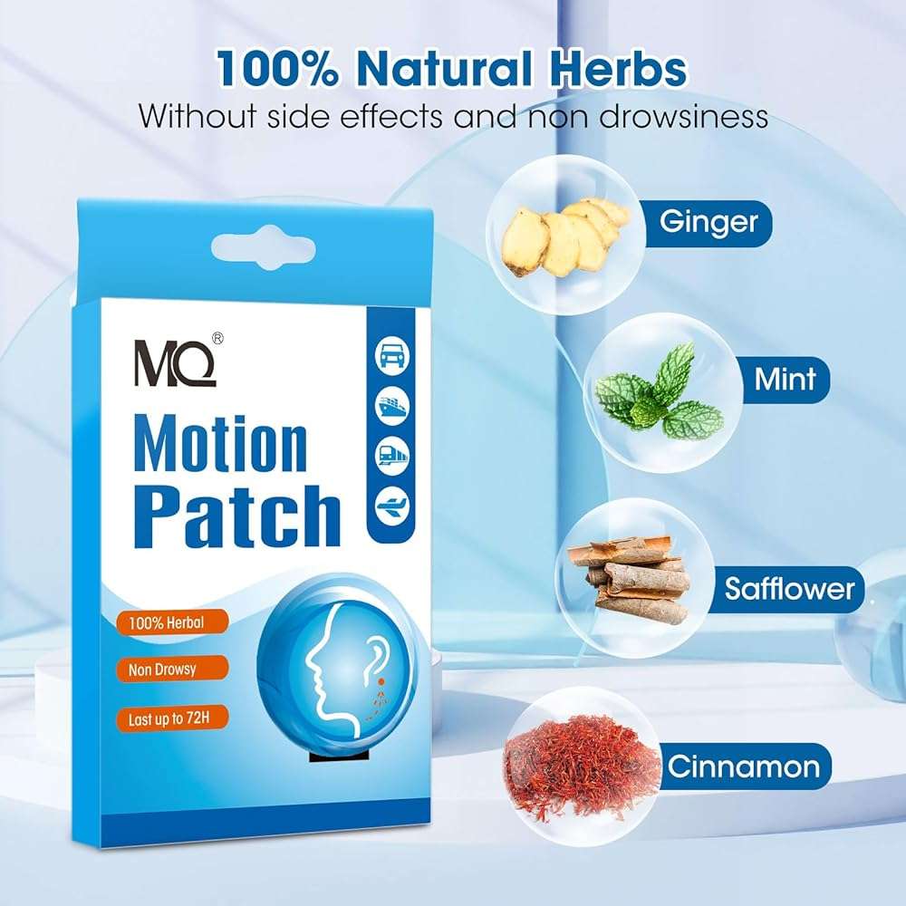 MQ Motion Sickness Patch,20 Count,Non Drowsy Sea Sickness Patches Behind Ear for Cruise Ship Travel, Waterproof Car Sick Patches Fast Acting & Long Last 72H - Image 4