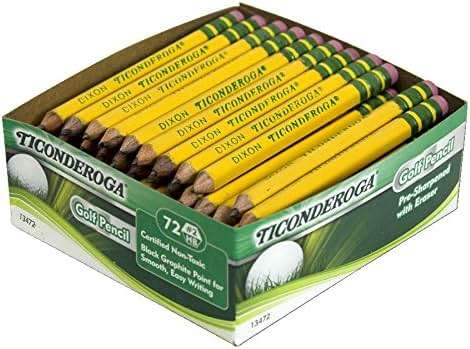 Ticonderoga Golf Pencils With Erasers, #2 HB Lead, Yellow, Pack Of 72 - Image 2