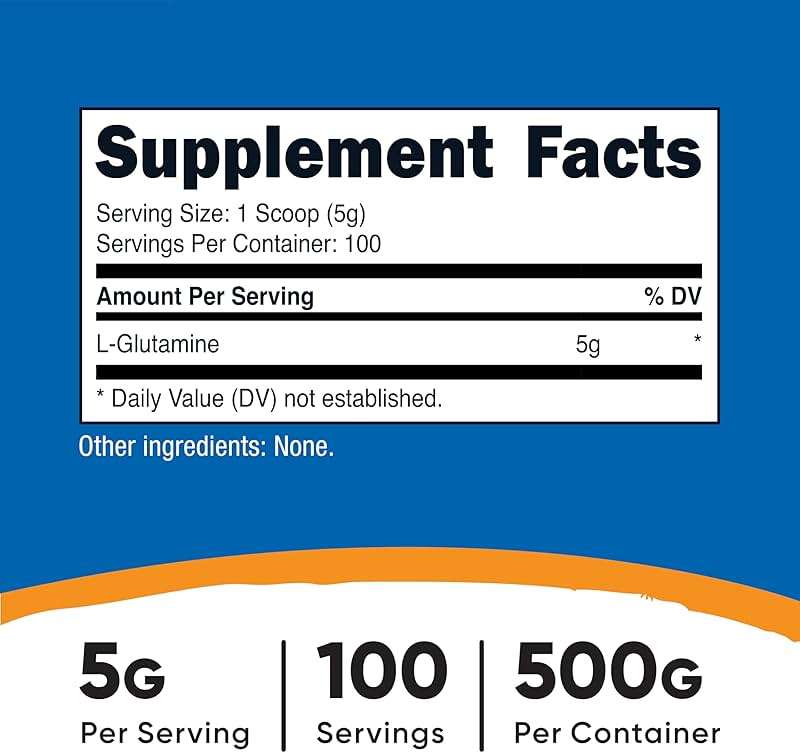 Nutricost L-Glutamine Powder (500 Grams) Unflavored - Gluten Free & Non-GMO, 100 Servings - Image 2