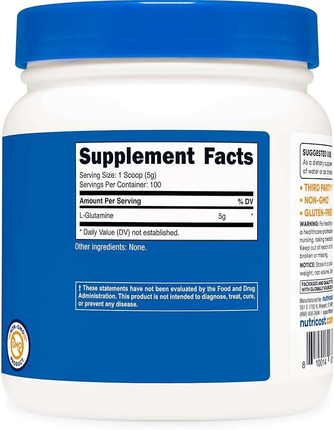 Nutricost L-Glutamine Powder (500 Grams) Unflavored - Gluten Free & Non-GMO, 100 Servings - Image 5