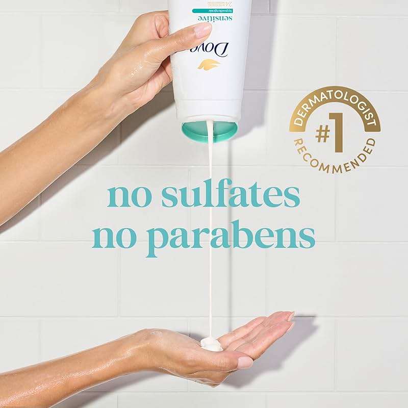 Dove Body Wash with Pump Sensitive Skin For 24hr Lotion-Soft Skin Moisturizing Skin Cleanser Gentle Hypoallergenic Formula with No Sulfates No Parabens 30.6 oz - Image 9