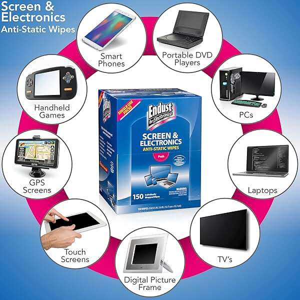 Endust for Electronics; Individually Wrapped, Portable, Anti-Static, Screen & Electronics Cleaning Wipes; 150 Count (14316) - Image 5