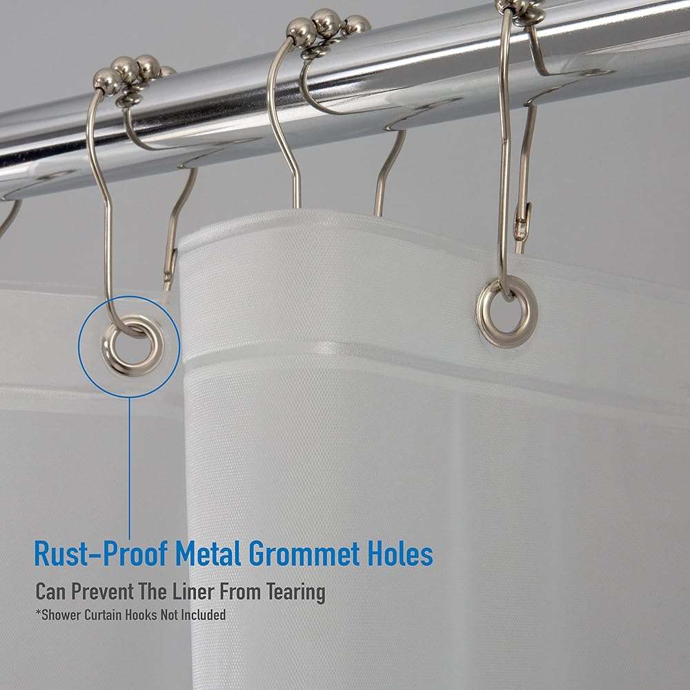 Bath Bliss Waterproof Shower Curtain Liner, 4X’s Splash Guard Suction Cup Leak Protection, 12 Rust Resistant Copper Grommets, 3 Large Magnet Hem, 100% PVC, 72"x72", Frost - Image 5