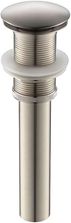 Yodel Faucet Vessel Sink Drain Without Overflow - Bathroom Sink Drain Stopper - Pop Up Drain All Metal - Big Cap Fit for Vessel or Undermount Sink,Brushed Nickel,YDPOP-1 - Image 1