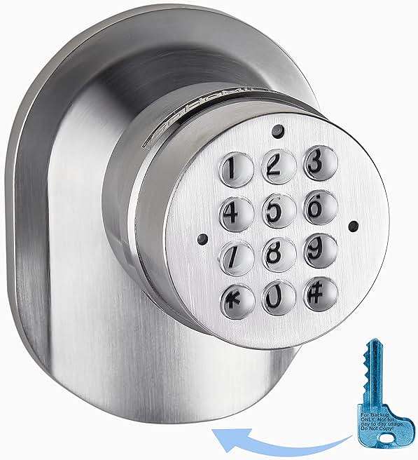 SoHoMiLL® Electronic Keypad Door Knob SoHo Mill® and Lock Set with Backup Mechanical Key (Spring Latch Lock; Not Deadbolt; Not Phone Connected), Single Front keypad YL 99 Upgraded Model-B - Image 1