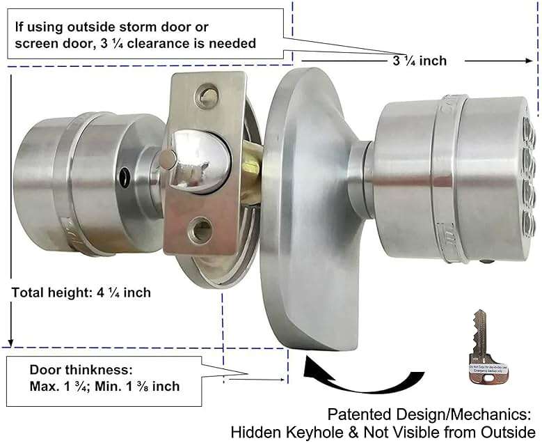 SoHoMiLL® Electronic Keypad Door Knob SoHo Mill® and Lock Set with Backup Mechanical Key (Spring Latch Lock; Not Deadbolt; Not Phone Connected), Single Front keypad YL 99 Upgraded Model-B - Image 4