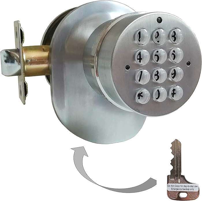 SoHoMiLL® Electronic Keypad Door Knob SoHo Mill® and Lock Set with Backup Mechanical Key (Spring Latch Lock; Not Deadbolt; Not Phone Connected), Single Front keypad YL 99 Upgraded Model-B - Image 6