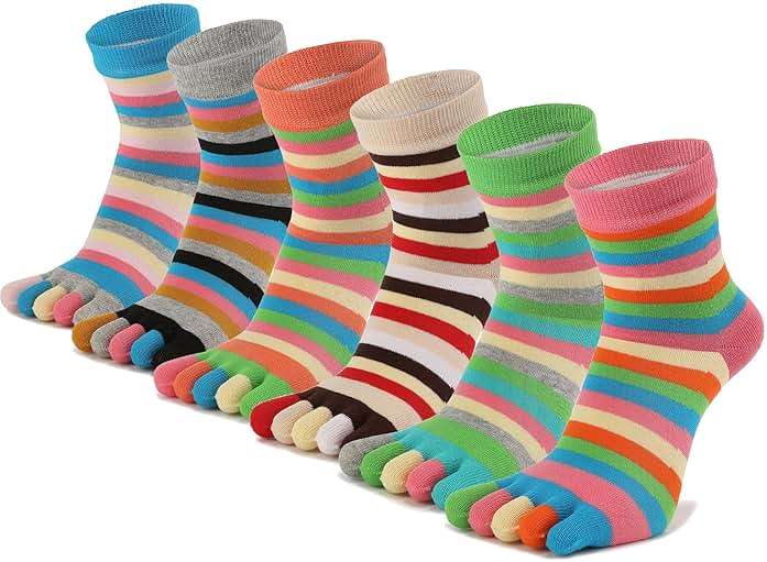 Women Toe Socks 5 Finger Cotton Wicking Athletic 6 Pack 3 Pack - Image 1