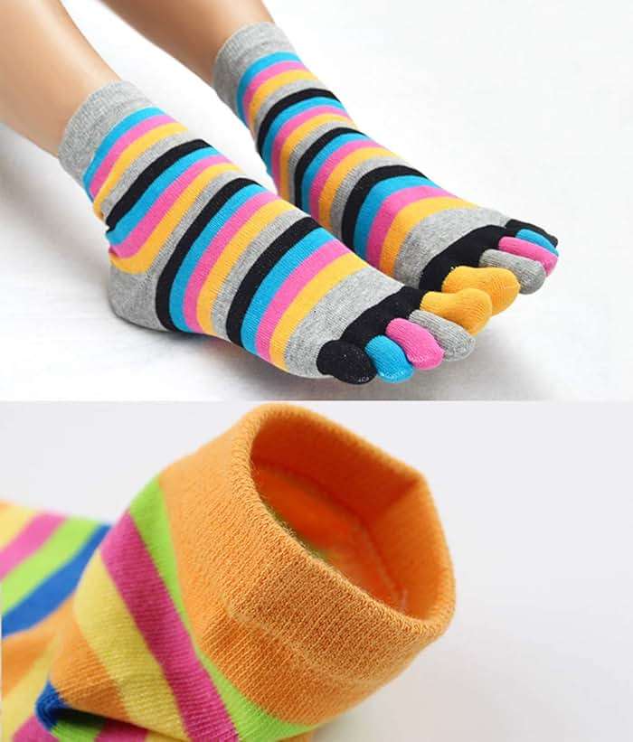 Women Toe Socks 5 Finger Cotton Wicking Athletic 6 Pack 3 Pack - Image 4