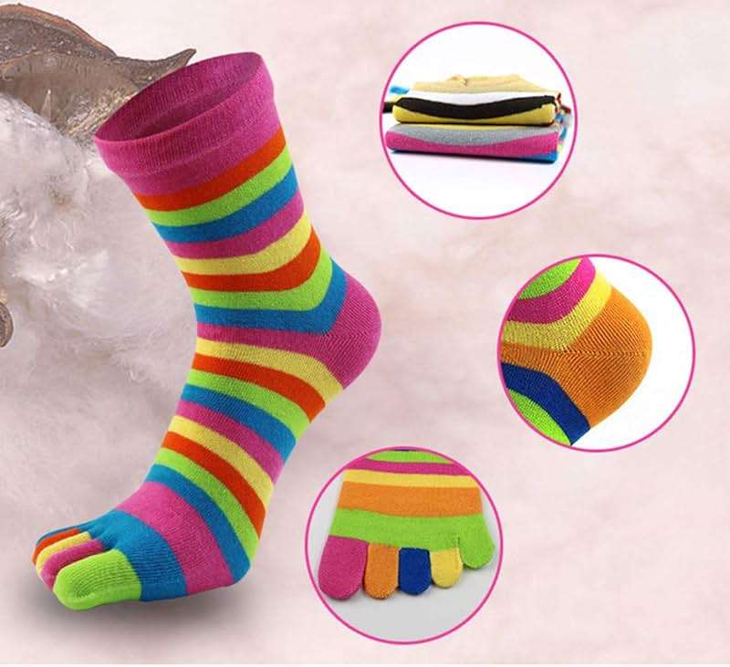 Women Toe Socks 5 Finger Cotton Wicking Athletic 6 Pack 3 Pack - Image 5