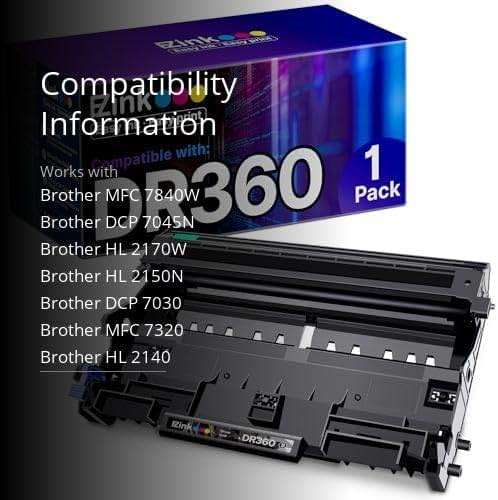 E-Z Ink Compatible Drum Unit Replacement for Brother DR360 DR 360 to use with DCP-7040 DCP-7030 MFC-7840W MFC-7340 MFC-7440N HL-2140 HL-2170W HL-2150N (1 Drum Unit) - Image 3