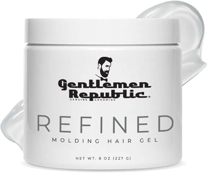 Gentlemen Republic 8oz Refined Hair Gel - Professional Formula for 24 Hour Shine and Hold, Humidity Resistant, 100% Alcohol-Free and Never Flakes, Made in the USA - Image 1