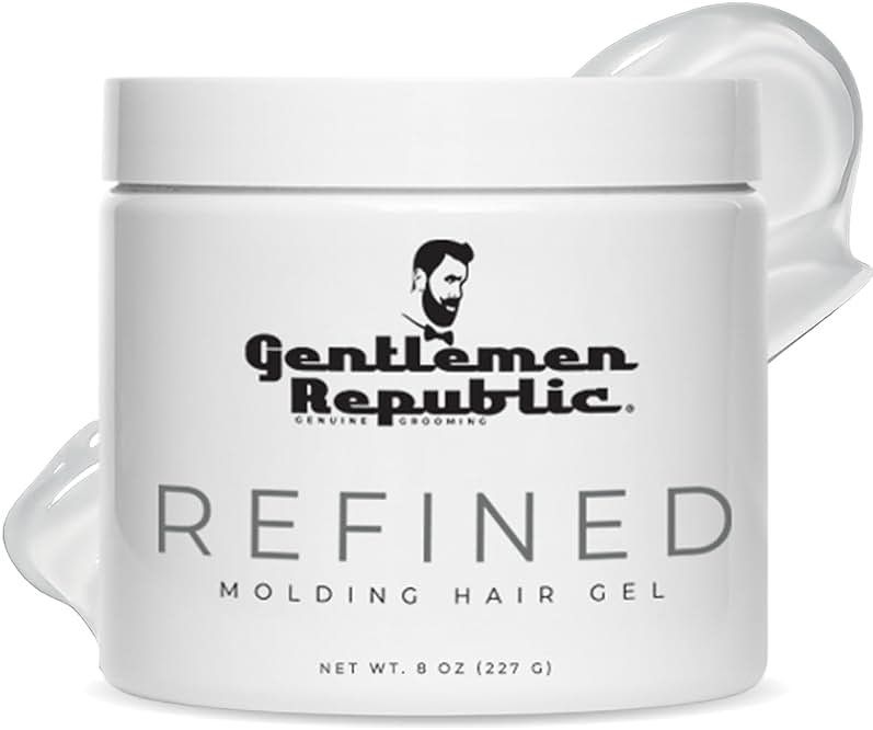 Gentlemen Republic 8oz Refined Hair Gel - Professional Formula for 24 Hour Shine and Hold, Humidity Resistant, 100% Alcohol-Free and Never Flakes, Made in the USA - Product Image