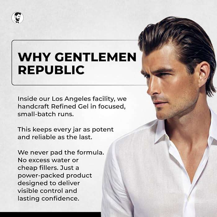 Gentlemen Republic 8oz Refined Hair Gel - Professional Formula for 24 Hour Shine and Hold, Humidity Resistant, 100% Alcohol-Free and Never Flakes, Made in the USA - Image 9