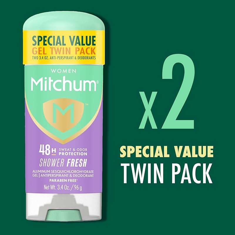 Mitchum Women’s Antiperspirant Deodorant Gel Stick, Shower Fresh Scent, 48HR Sweat & Odor Protection, Triple Odor Defense, Alcohol-Free, 3.4 oz (Pack of 2) - Image 5