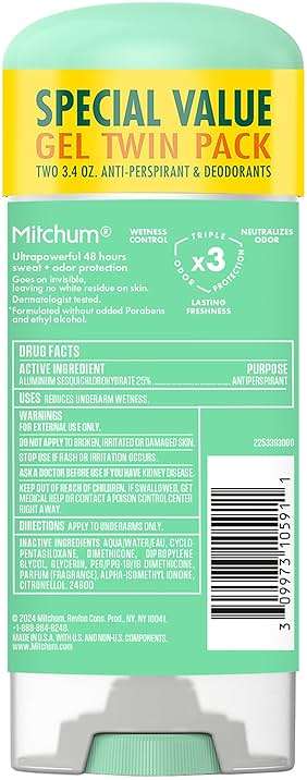 Mitchum Women’s Antiperspirant Deodorant Gel Stick, Shower Fresh Scent, 48HR Sweat & Odor Protection, Triple Odor Defense, Alcohol-Free, 3.4 oz (Pack of 2) - Image 8