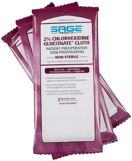 Sage 2% Chlorhexidine Gluconate (CHG) Cloths - Each (1 package of 3) - Image 1