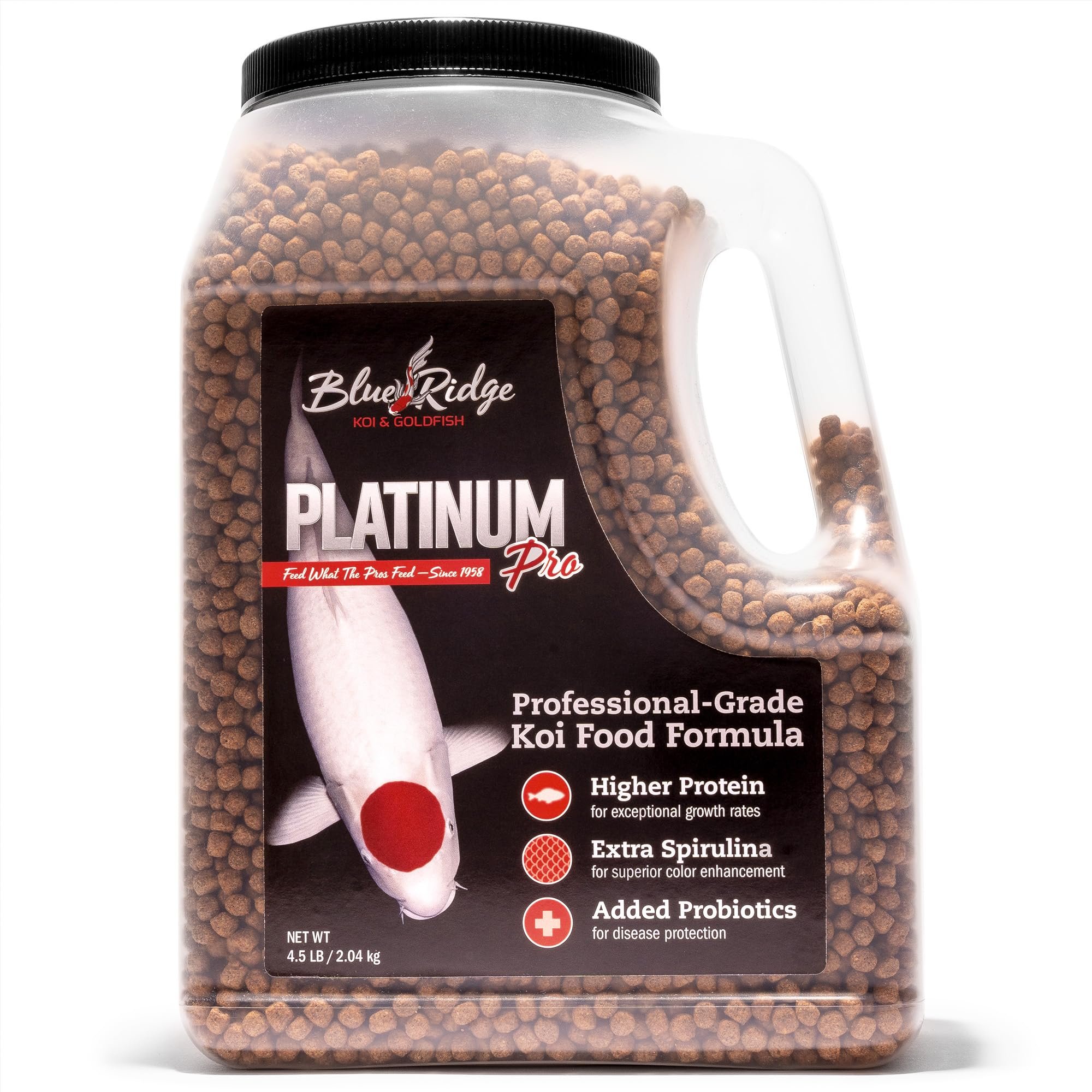 Blue Ridge Koi Fish Food 4.5lb - Koi Food 3/16” Platinum Pro Formula Goldfish Food, Premium Fish Food for Ponds, Ponds Fish Food, Floating Pond Pellet - Product Image