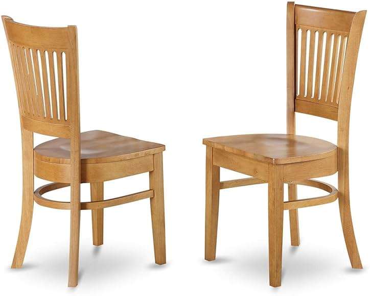 East West Furniture VAC-OAK-W Vancouver Kitchen Dining Chairs - Slat Back Wooden Seat Chairs, Set of 2, Oak - Image 1