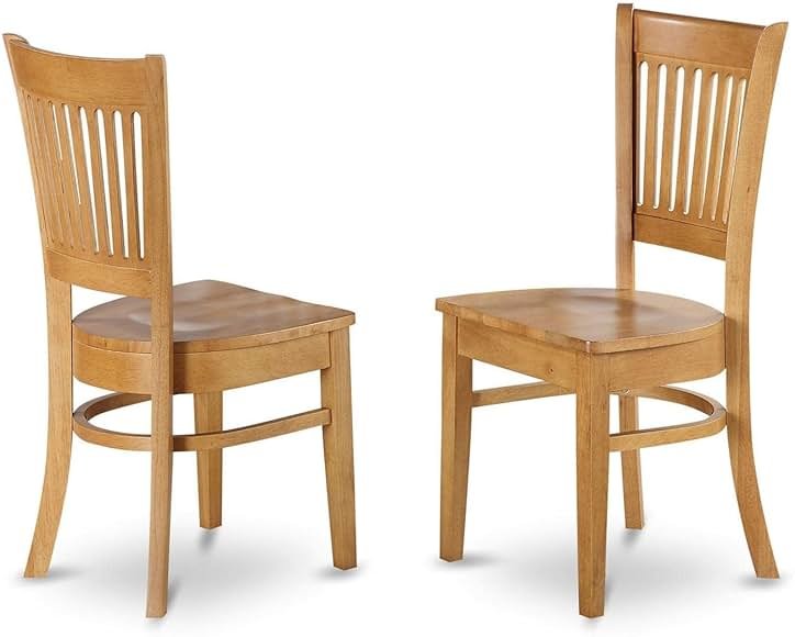 East West Furniture VAC-OAK-W Vancouver Kitchen Dining Chairs - Slat Back Wooden Seat Chairs, Set of 2, Oak - Product Image