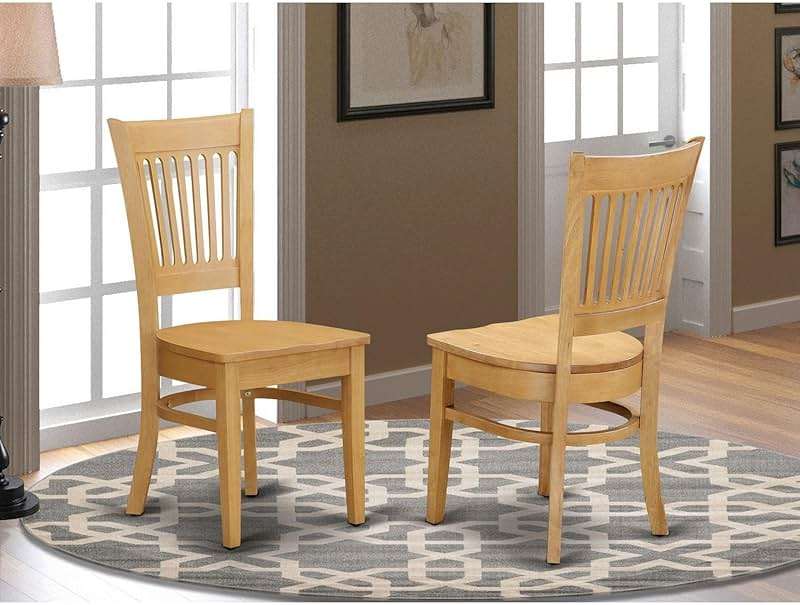 East West Furniture VAC-OAK-W Vancouver Kitchen Dining Chairs - Slat Back Wooden Seat Chairs, Set of 2, Oak - Image 2