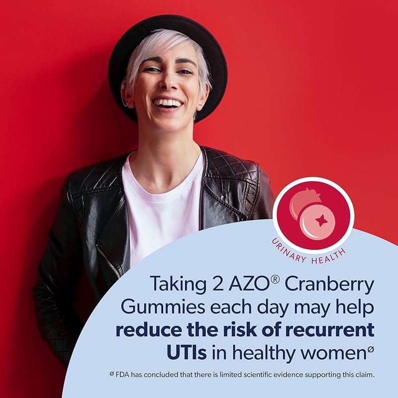 AZO Cranberry Urinary Tract Health Gummies Dietary Supplement, 2 Gummies = 1 Glass of Cranberry Juice, Helps Cleanse & Protect, Natural Berrylicious Flavor, Non-GMO, 72 Gummies - Image 4