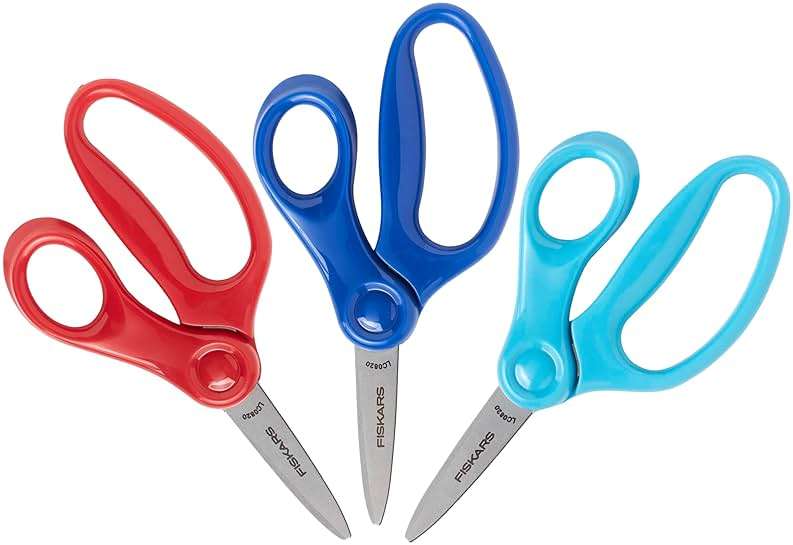 Fiskars 5" Pointed-Tip Scissors for Kids 4-7 (3-Pack) - Scissors for School or Crafting - Back to School Supplies - Red, Blue, Turquoise - Image 3