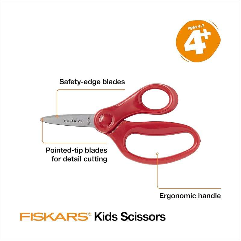 Fiskars 5" Pointed-Tip Scissors for Kids 4-7 (3-Pack) - Scissors for School or Crafting - Back to School Supplies - Red, Blue, Turquoise - Image 5