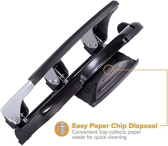 Bostitch Office EZ Squeeze Heavy Duty 3-Hole Punch for Home Office & School, 40-Sheet Capacity, One-Touch Reduced Force, Sleek Silver Design - Image 3