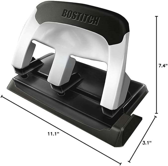 Bostitch Office EZ Squeeze Heavy Duty 3-Hole Punch for Home Office & School, 40-Sheet Capacity, One-Touch Reduced Force, Sleek Silver Design - Image 8