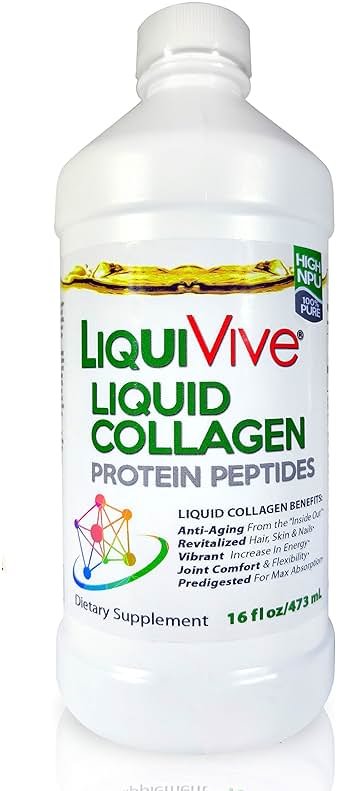 LiquiVive Liquid Collagen Protein Peptides Concentrate | Pure Hydrolyzed Super Multi Collagen Hydrolysate Health Drink | Higher Direct Absorption Than Powder Pills & Capsules | Colageno Liquido - Product Image