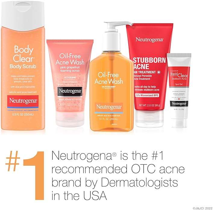 Neutrogena Body Clear Acne Body Wash and Exfoliating Body Scrub, 2% Salicylic Acid Cleanser, Chest, Shoulder & Back Acne Treatment, Non-Comedogenic, Oil-Free Shower Gel, 8.5 fl oz - Image 8