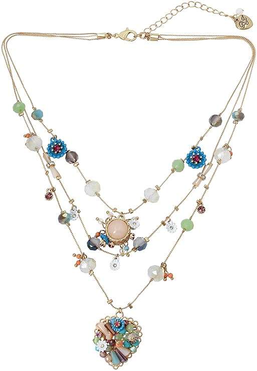 Betsey Johnson Womens Butterfly Charms Layered Necklace - Image 1