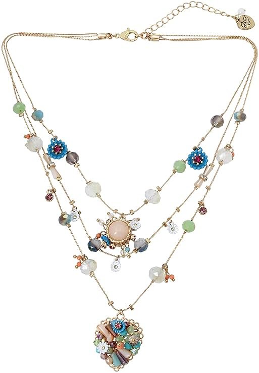 Betsey Johnson Womens Butterfly Charms Layered Necklace - Product Image