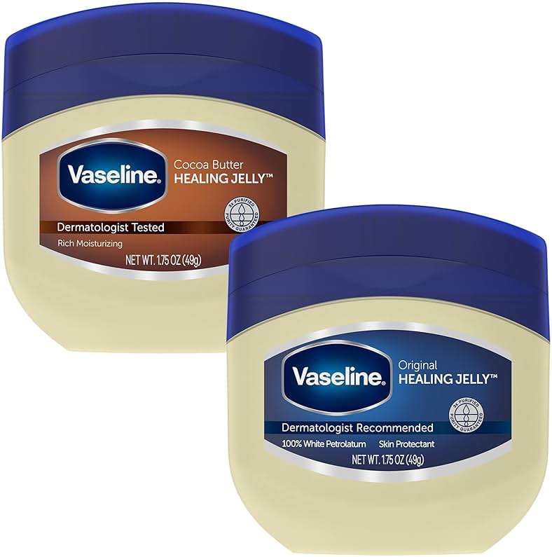 Vaseline Original & Cocoa Butter Healing Jelly Travel-Size Variety 2-Pack – Rich Moisturizing Ointment, Skin Protectant for Soothing Cracked, Dry Skin, 1.75 Oz Ea - Image 2