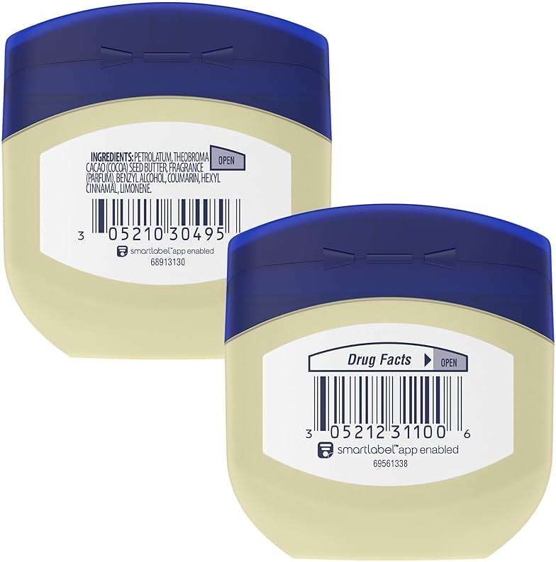 Vaseline Original & Cocoa Butter Healing Jelly Travel-Size Variety 2-Pack – Rich Moisturizing Ointment, Skin Protectant for Soothing Cracked, Dry Skin, 1.75 Oz Ea - Image 3