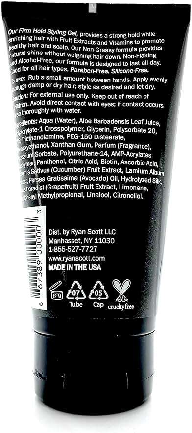 Ryan Scott Non-Flaking & Alcohol-Free Styling Gel provides a Firm Hold with Natural Shine. Aloe, Cucumber, & Grapefruit Fragrance, 5.1 fl. oz. - Image 2